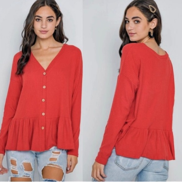 🆕LAST ONE!🛍 Button Down Peplum Sweater - Picture 5 of 5